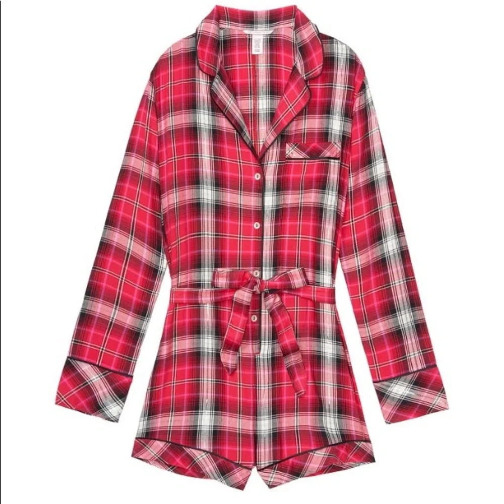 Victoria's Secret Red Plaid Cotton Pajama Set